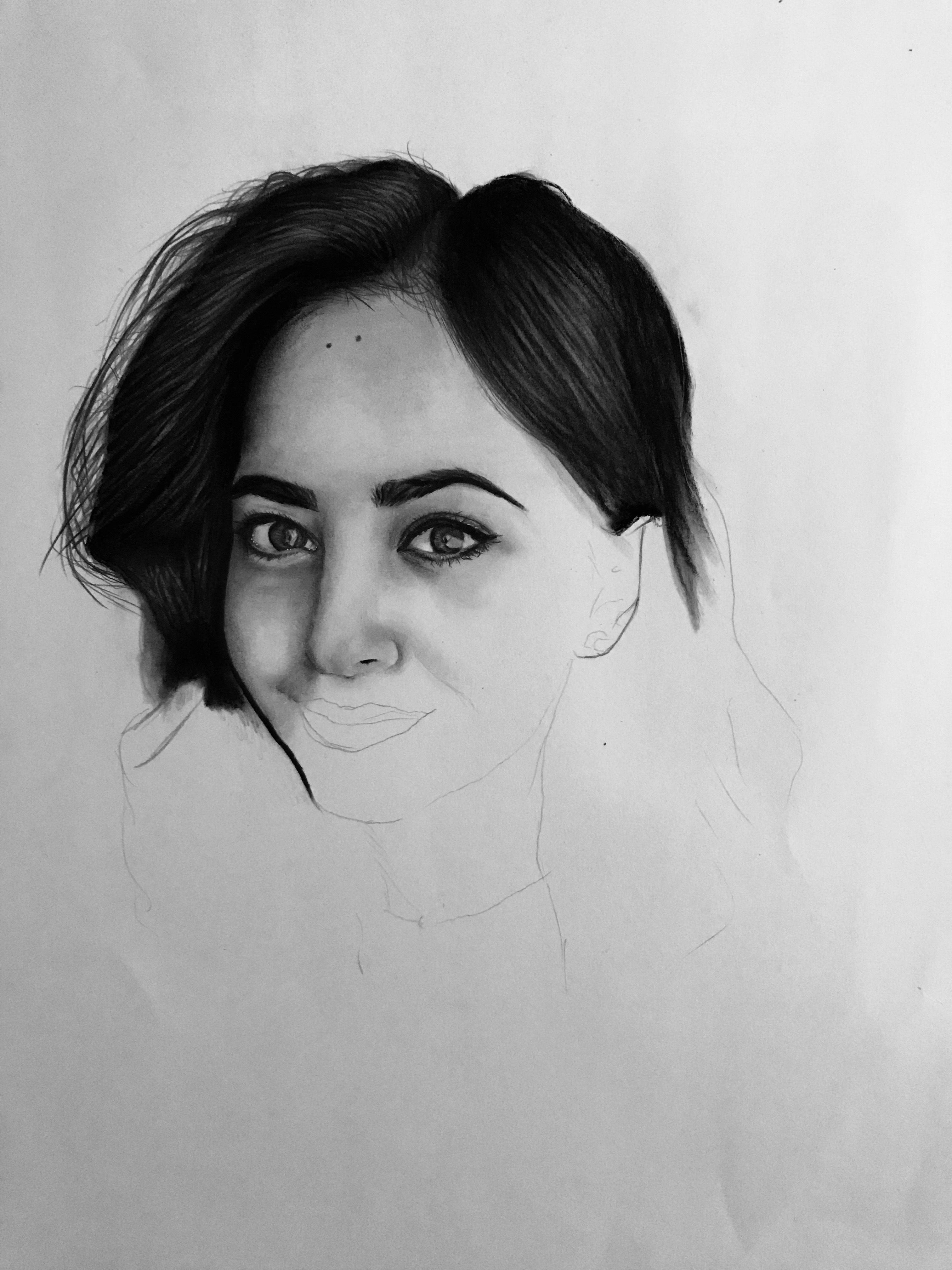 Unfinished charcoal family portrait drawing by Kurt A. B..