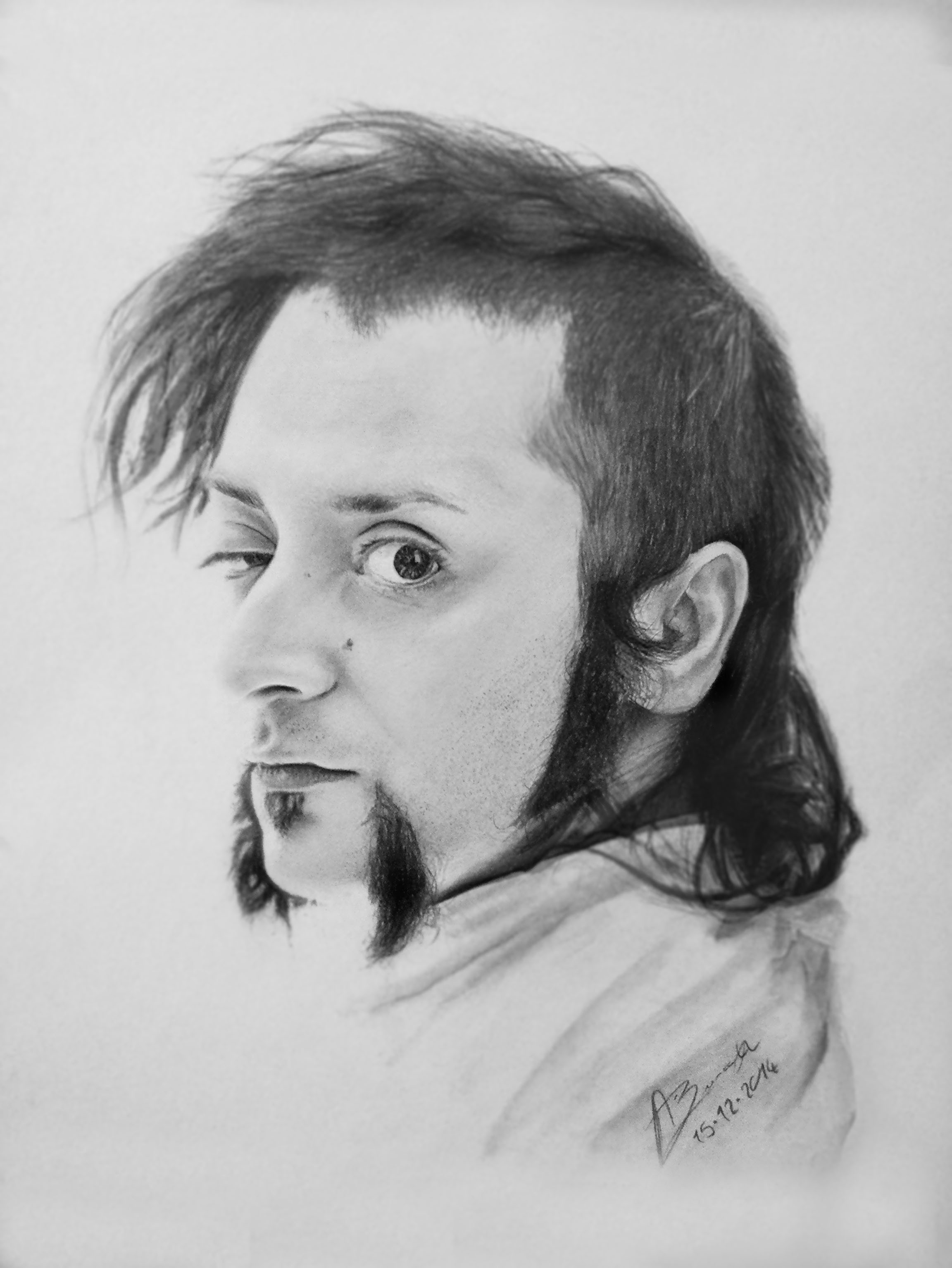Charcoal portrait drawing of Hayko Cepkin by Kurt A. B..